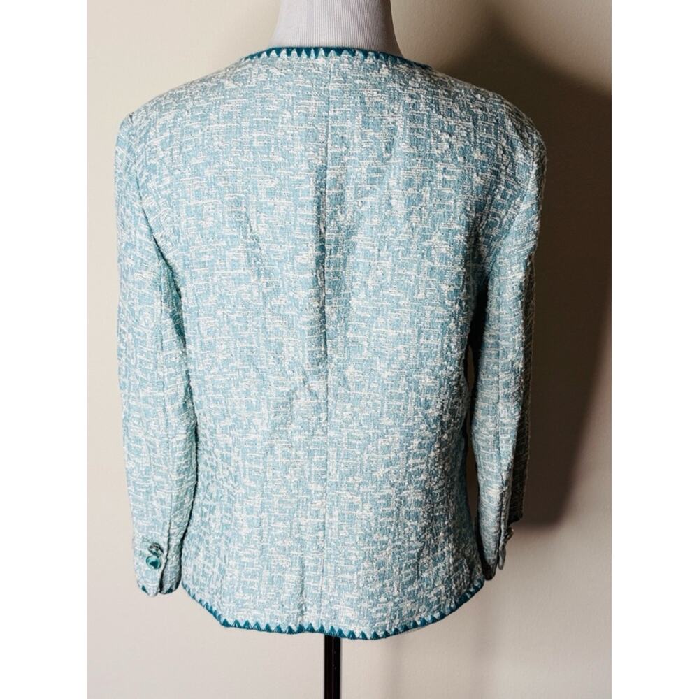 Zara Light Blue Embroidered Jacquard Jacket - Picture 6 of 7